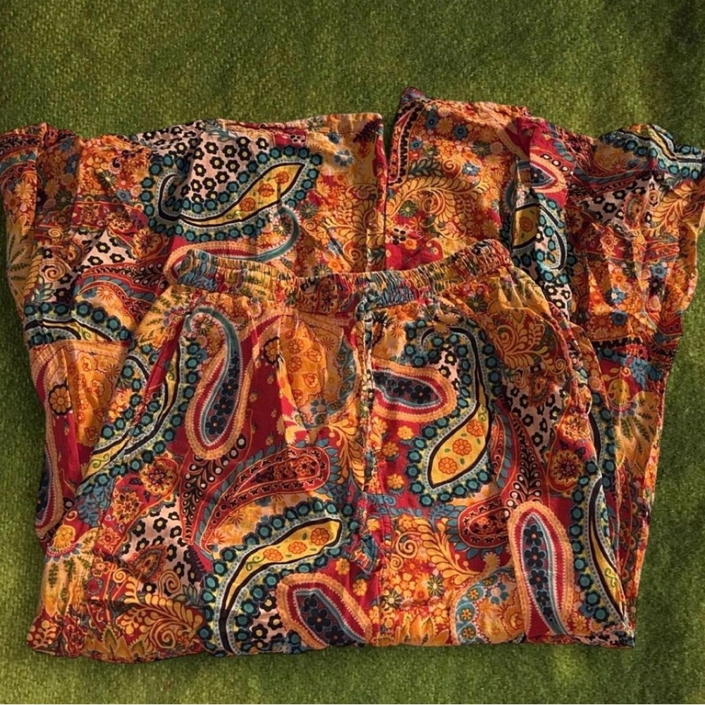 paisley wide leg pants
